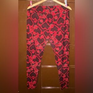 LuLaRoe TC Tall & Curvy Heart & Rose Print Leggings